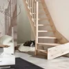 Treppen Intercon Innentreppen^Holztreppe Casablanca Raumspartreppe Fichte Naturbelassen Linksgewendelt 60 cm Treppenbreite Einseitiges Geländer Ohne Setzstufen