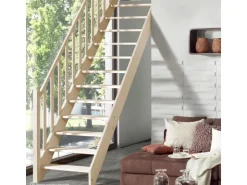 Treppen Intercon Innentreppen^Holztreppe Casablanca Raumspartreppe Fichte Massiv Naturbelassen Gerade Mit 60 cm Treppenbreite Einseitiges Geländer Ohne Setzstufen