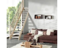 Treppen Intercon Innentreppen^Holztreppe Casablanca Raumspartreppe Fichte Massiv Naturbelassen Gerade Mit 60 cm Treppenbreite Einseitiges Geländer Ohne Setzstufen
