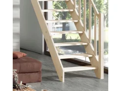 Treppen Intercon Innentreppen^Holztreppe Casablanca Raumspartreppe Fichte Massiv Naturbelassen Gerade Mit 60 cm Treppenbreite Einseitiges Geländer Ohne Setzstufen