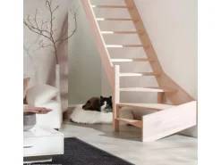 Treppen Intercon Innentreppen^Holztreppe Casablanca Raumspartreppe Buche Massiv Naturbelassen Linksgewendelt Mit 80 cm Treppenbreite Ohne Geländer Ohne Setzstufen