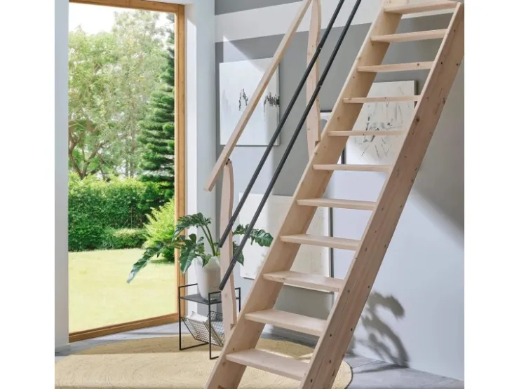 Treppen Intercon Innentreppen^Raumspartreppe Living für 245 - 285 cm Geschosshöhe Holztreppe Fichte Beidseitiges Geländer