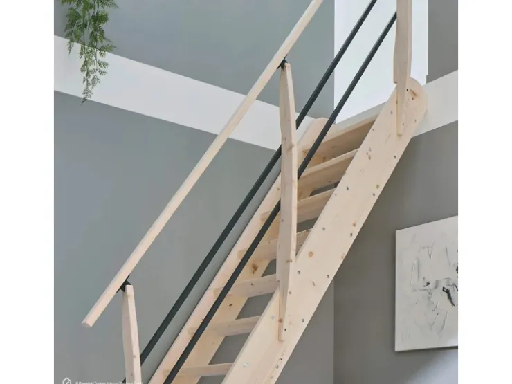 Treppen Intercon Innentreppen^Raumspartreppe Living für 245 - 285 cm Geschosshöhe Holztreppe Fichte Beidseitiges Geländer