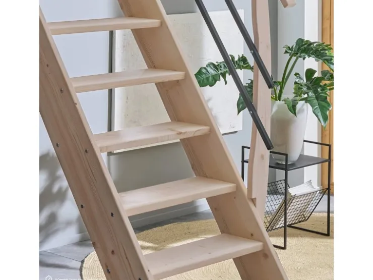 Treppen Intercon Innentreppen^Raumspartreppe Living für 245 - 285 cm Geschosshöhe Holztreppe Fichte Beidseitiges Geländer