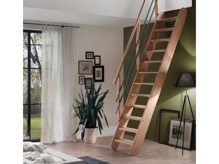 Treppen Intercon Innentreppen^Raumspartreppe Living für 245 - 285 cm Geschosshöhe Holztreppe Buche Beidseitiges Geländer