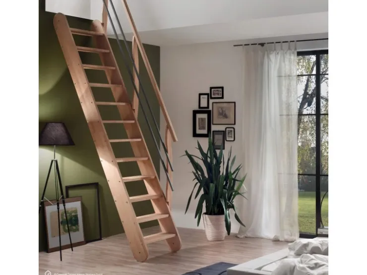 Treppen Intercon Innentreppen^Raumspartreppe Living für 245 - 285 cm Geschosshöhe Holztreppe Buche Beidseitiges Geländer