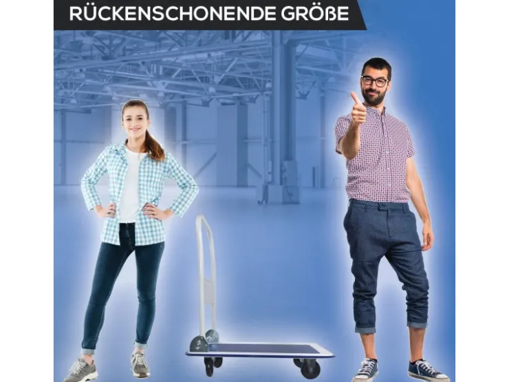 Tronitechnik Bauzubehör|Baugeräte^Transportwagen Plattformwagen klappbar - 150 kg Tragkraft mit Antirutschbeschichtung - Ladefläche 72x48 cm