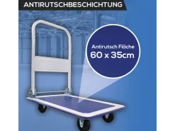 Tronitechnik Bauzubehör|Baugeräte^Transportwagen Plattformwagen klappbar - 150 kg Tragkraft mit Antirutschbeschichtung - Ladefläche 72x48 cm