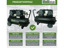TRUTZHOLM Baugeräte^Premium Brushless Silent Flüsterkompressor 50L 1800W 62dB 8 Bar