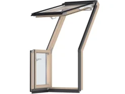 Fenster-Zubehör*Velux Dachbalkon-Türelement Klar Lackiert 109 cm x 78 cm DIN Links Transparent