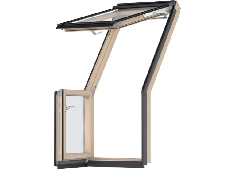 Fenster-Zubehör*Velux Dachbalkon-Türelement Klar Lackiert 109 cm x 78 cm DIN Links Transparent