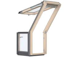Fenster-Zubehör*Velux Dachbalkon-Türelement Klar Lackiert 109 cm x 78 cm DIN Rechts Transparent