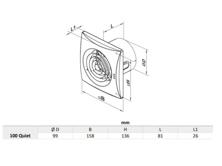 Badlüfter|Rohrventilatoren^VENTS Axialer Abluftventilator Für Wand Quiet 100 VT Mit Zugschalter & Nachlauf