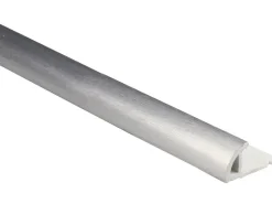 Arcansas Fliesenzubehör^Viertelkreis-Abschlussprofil PVC foliert 10 mm x 2,5 m Silber Gebürstet