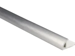 Arcansas Fliesenzubehör^Viertelkreis-Abschlussprofil PVC foliert 8 mm x 2,5 m Silber Gebürstet