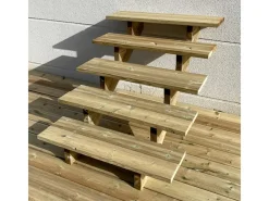 Außentreppen*Vinuovo Außentreppe Holz 5 Stufen 100cm ohne Setzstufen