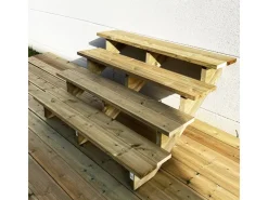 Außentreppen*Vinuovo Außentreppe Holz 4 Stufen 140cm ohne Setzstufen