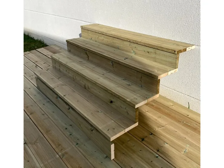 Außentreppen*Vinuovo Außentreppe Holz 4 Stufen 160cm mit Setzstufen