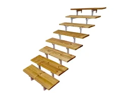 Vinuovo Außentreppen^Außentreppe Stahl Oslo 8 Treppenstufen Holz 60cm
