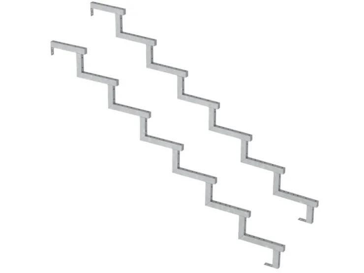 Außentreppen*Vinuovo 2er Set Stahl Treppenwange 7 Stufen Option für Setzstufen 119cm