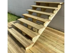 Vinuovo Außentreppen^Gartentreppe Holz 7 Stufen 140cm ohne Setzstufen
