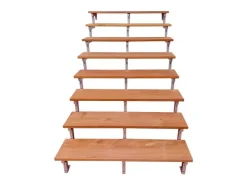 Vinuovo Außentreppen^Gartentreppe Stahl Bali 8 Bankirai Hartholz Stufen 160cm