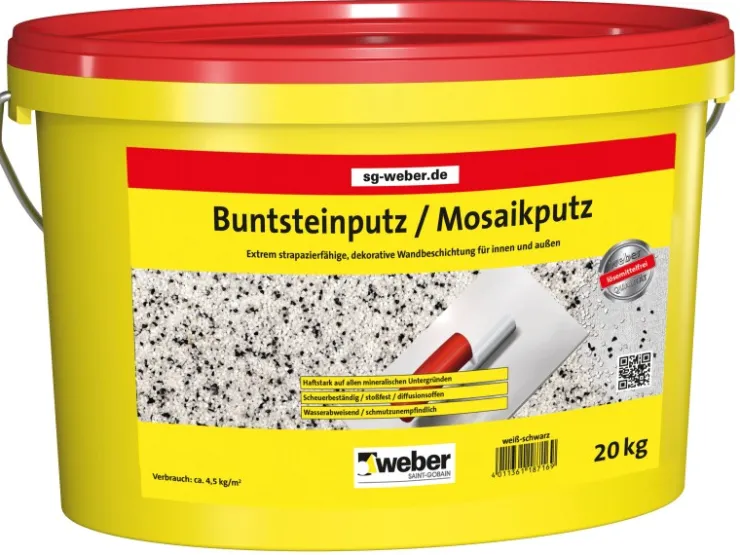 Putze*Saint-Gobain Weber Weber Buntsteinputz/Mosaikputz 20 kg Weiß-Schwarz