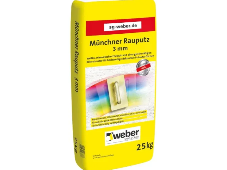 Saint-Gobain Weber Putze^Weber Münchner Rauputz 3 mm Körnung Innen und Außen 20 kg pastös