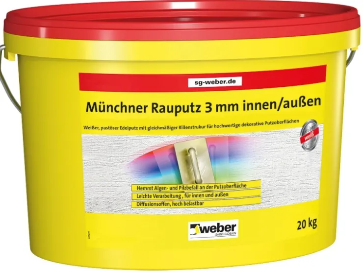 Saint-Gobain Weber Putze^Weber Münchner Rauputz 3 mm Körnung Innen und Außen 25 kg pastös
