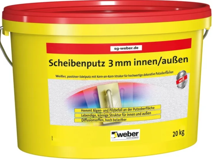 Saint-Gobain Weber Putze|Armierung^Weber Scheibenputz 3 mm Körnung Innen und Außen 20 kg pastös