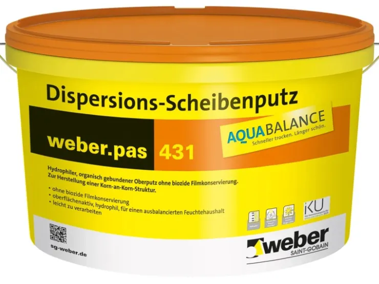 Saint-Gobain Weber Putze^weber.pas 431 Aquabalance Dispersions-Scheibenputz 2 mm 25 kg